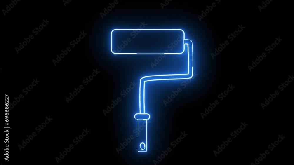 Animated paint roller icon with a glowing neon effect Animated paint roller icon with a glowing neon effect