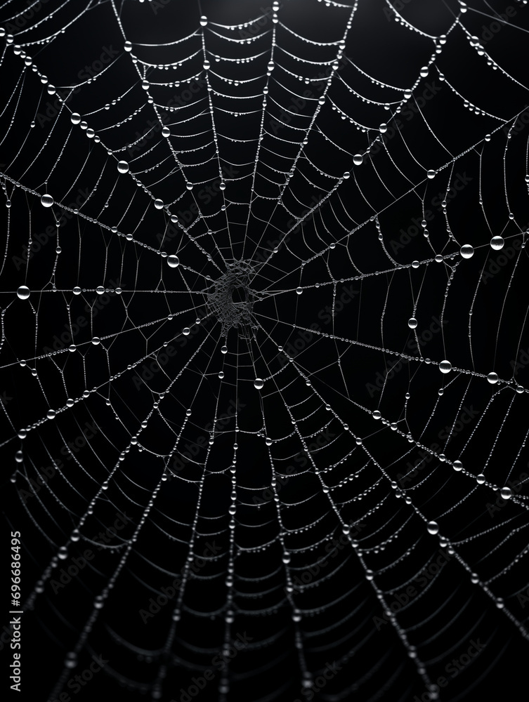 spider web with dew drops background