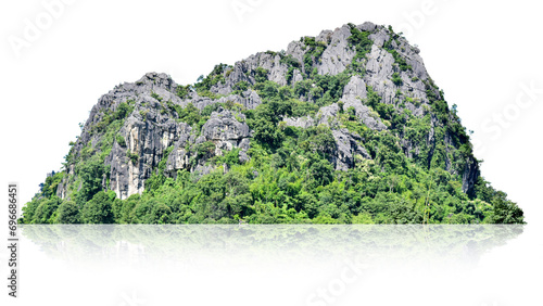 Mountain, isolated island on a white background with a trail	