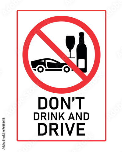 Don’t drink and drive sign, prohibition symbol vector.