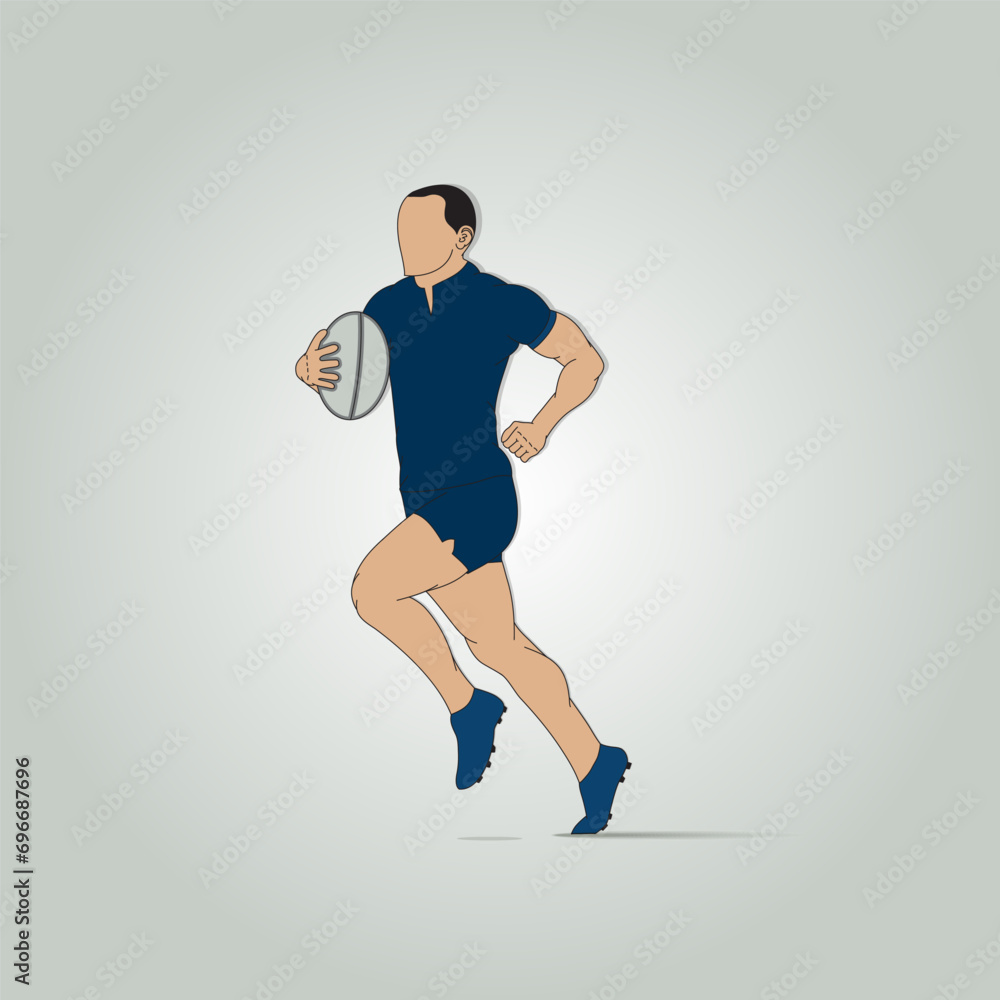 Athlete runs with the ball. Rugby. Logo. Vector illustration.