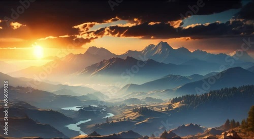 beautiful view of the mountains in the afternoon footage photo
