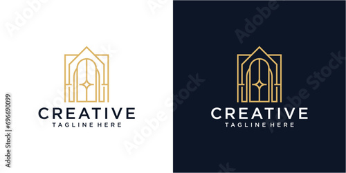 Luxury home decoration logo design icon