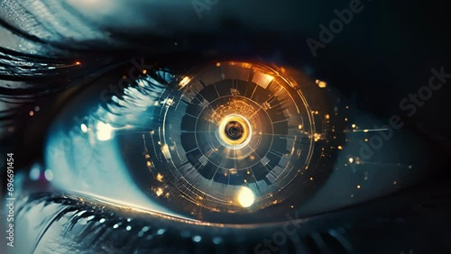 Minds Eye Interface A futuristic and elegant design, showcasing the seamless interface between the human mind and AGI technology, allowing for telekinesislike control over digital and physical photo