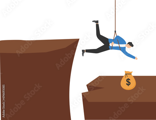 Investment risk, business challenge, adversity or taking risk to earn more income, greed and fear in stock market downfall concept,

