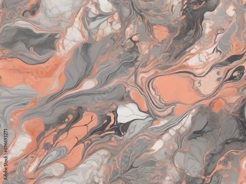 Harmonious Coral and Gray Marble: Warmth and Neutrality