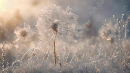 Wallpaper Mural slowmotion shot gust wind blowing through patch frost flowers, sending them dancing glimmering air. Torontodigital.ca