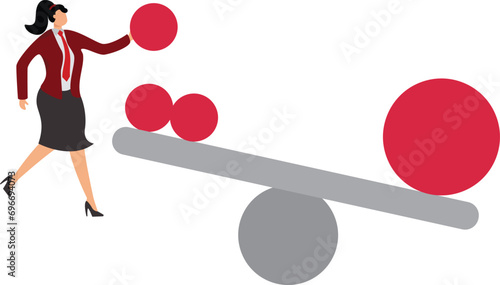 Sphere, Seesaw, Imbalance, Horizontal, Contrasts, Comparison, Businesswoman