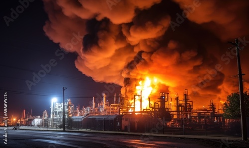 A Blazing Inferno Engulfs the Industrial Landscape