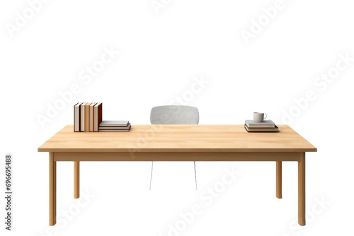 A Real Study Table Setting Isolated On Transparent Background