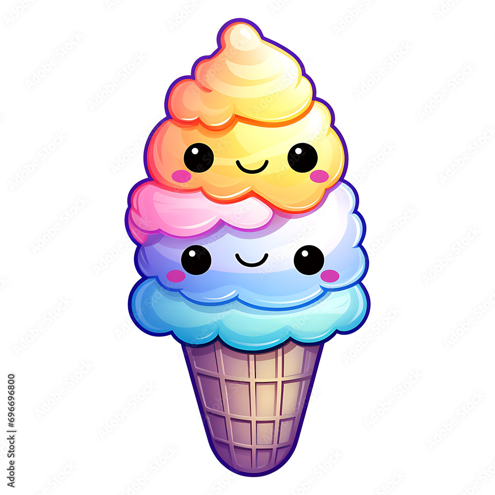 cute kawaii ice cream clipart with rainbow color transparent background for sticker design illustration cute kawaii ice cream clipart with rainbow color transparent background for sticker design illustration