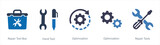 A set of 5 mix icons as repair tool box, hand tool, optimization
