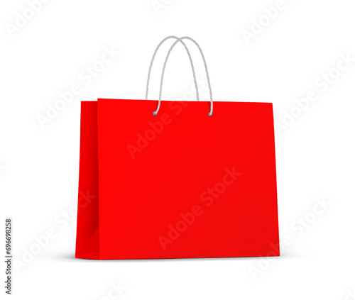 Red empty Shopping Bag for advertising and branding, transparent background