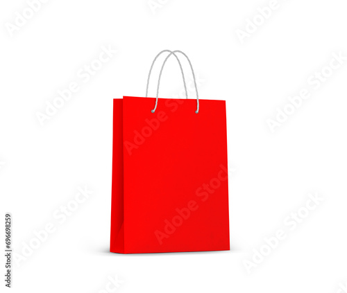 Red empty Shopping Bag for advertising and branding, transparent background
