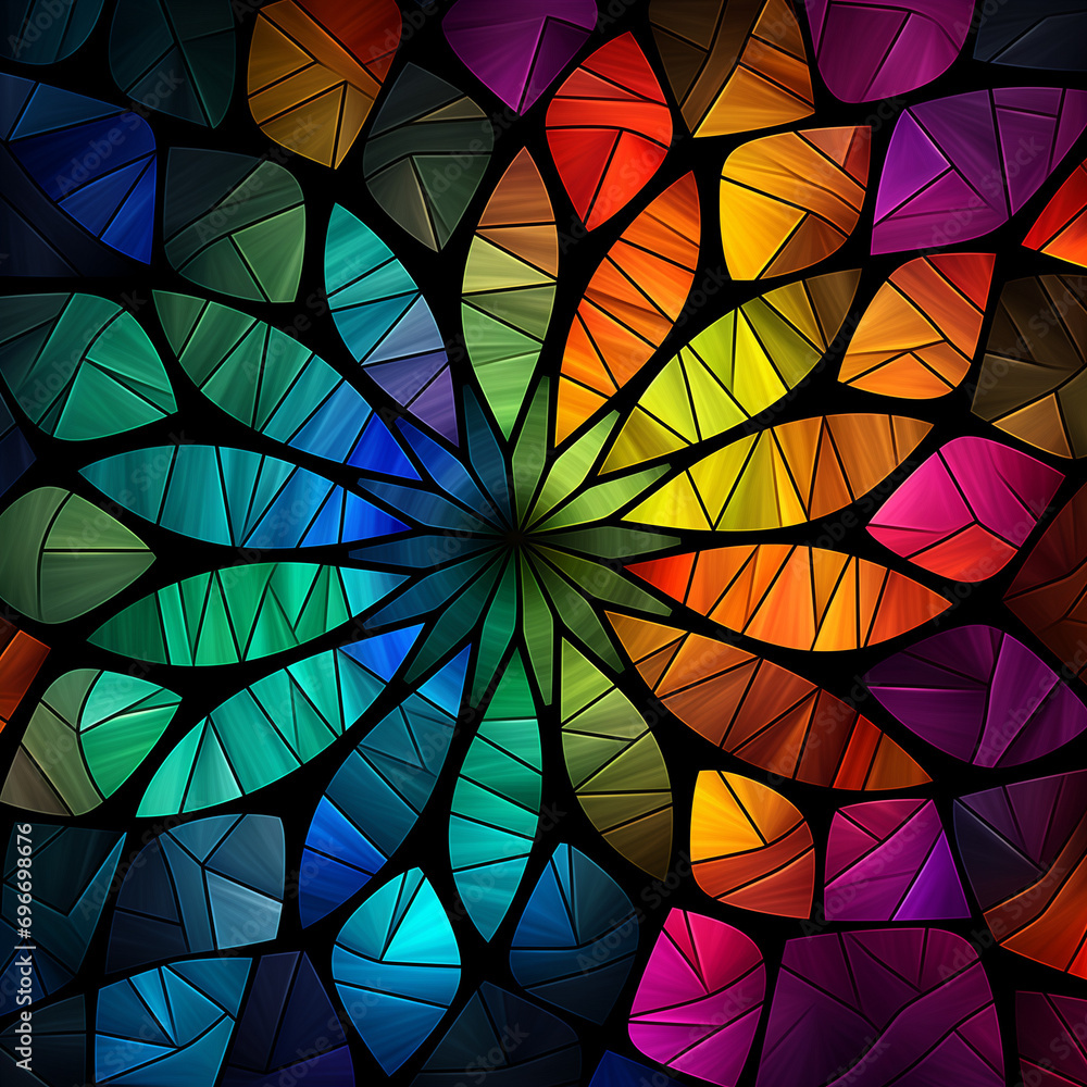 abstract colorful background, kaleidoscope Black Background stained glass window abstract colorful background, kaleidoscope Black Background stained glass window