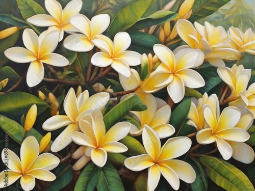 Beautiful colored frangipani flowers
