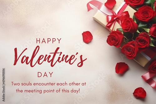 Greeting card background of Happy valentines day and social media post made with generative ai 