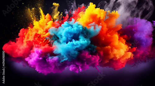 black background with colorful powder explosion