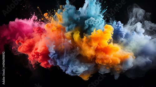 black background with colorful powder explosion