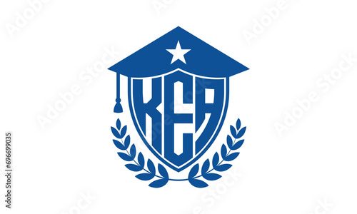 KEA three letter iconic academic logo design vector template. monogram, abstract, school, college, university, graduation cap symbol logo, shield, model, institute, educational, coaching canter, tech	