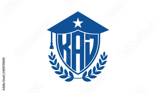 KAD three letter iconic academic logo design vector template. monogram, abstract, school, college, university, graduation cap symbol logo, shield, model, institute, educational, coaching canter, tech	 photo