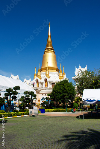 Ancient stupa or antique chedi pagoda of Wat Tako or Luang Phor Ruay Temple for thai people travelers travel visit respect praying blessing wish holy myth mystery buddha worship in Ayutthaya  Thailand