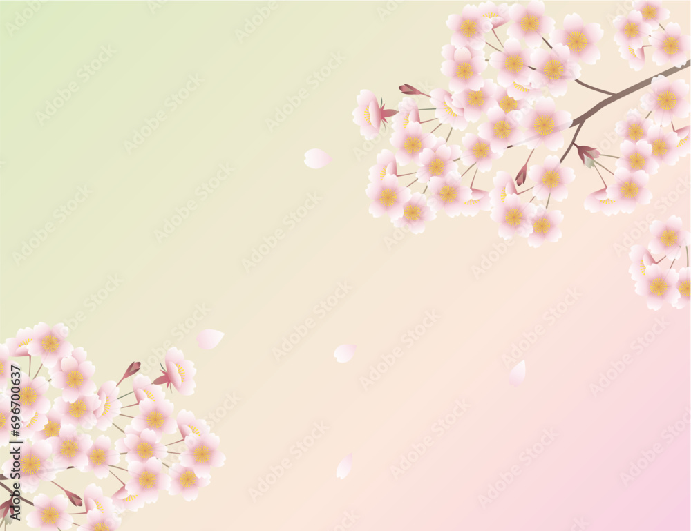 花びら舞い散る桜の背景イラスト素材 ベクター 春