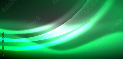 Neon-lit waves surge across background, mesmerizing dance of luminescence and motion. Dynamic backdrop captures essence of energy and modern aesthetics