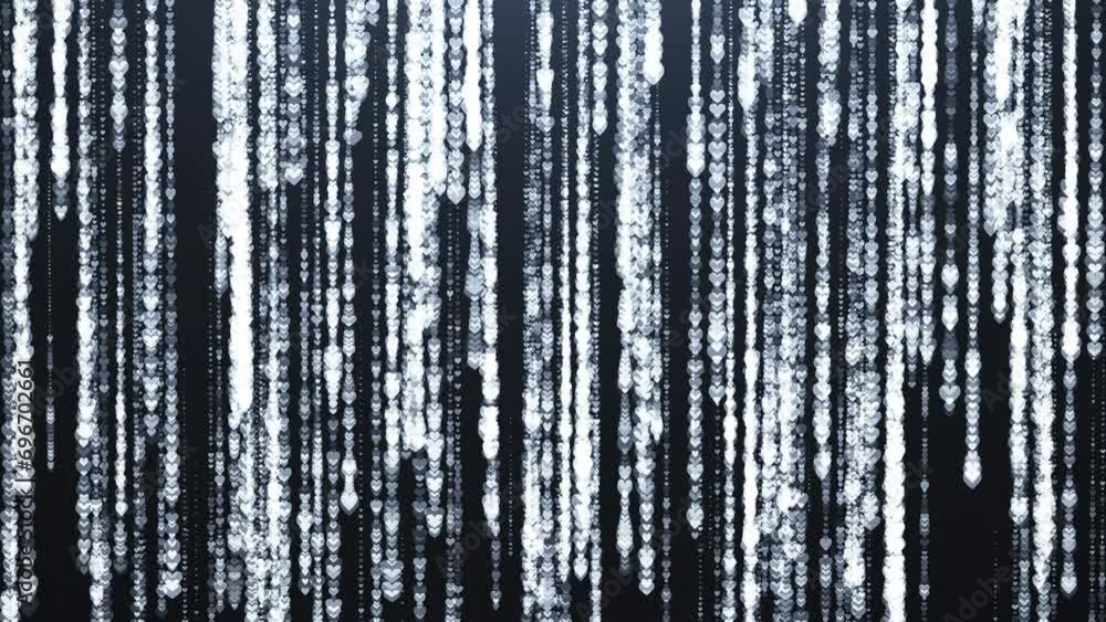 On a dark gray background, chains of bright white hearts appear on top. Animation of abstract background for valentine's day holiday. On a dark gray background, chains of bright white hearts appear on top. Animation of abstract background for valentine's day holiday.
