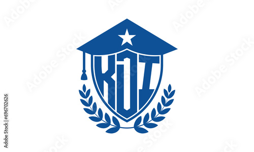 KDI three letter iconic academic logo design vector template. monogram, abstract, school, college, university, graduation cap symbol logo, shield, model, institute, educational, coaching canter, tech	 photo