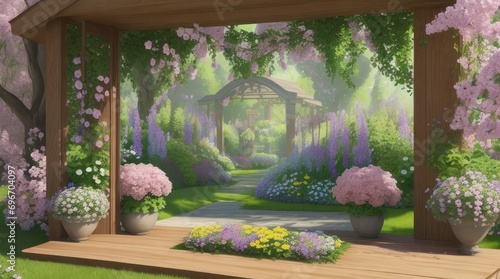 A Captivating Frame of Beautiful Flowers Against a Wooden Backdrop.