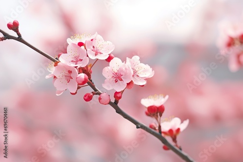beautiful sakura branch close-up against blur background generative ai 