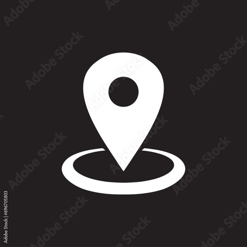 Location icon vector. Pin icon logo design. Pointer symbol isolated on black background