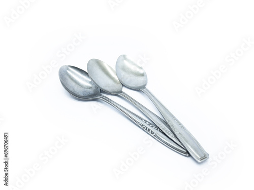 Set of spoons isolated on white background.