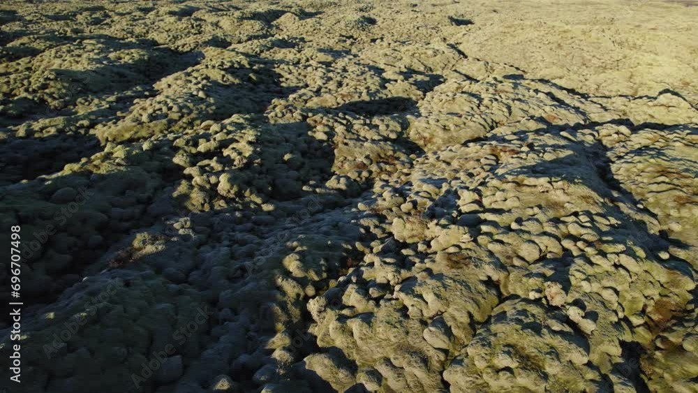 Cinematic aerial dolly of infinity lava fields in Iceland, sunset Cinematic aerial dolly of infinity lava fields in Iceland, sunset