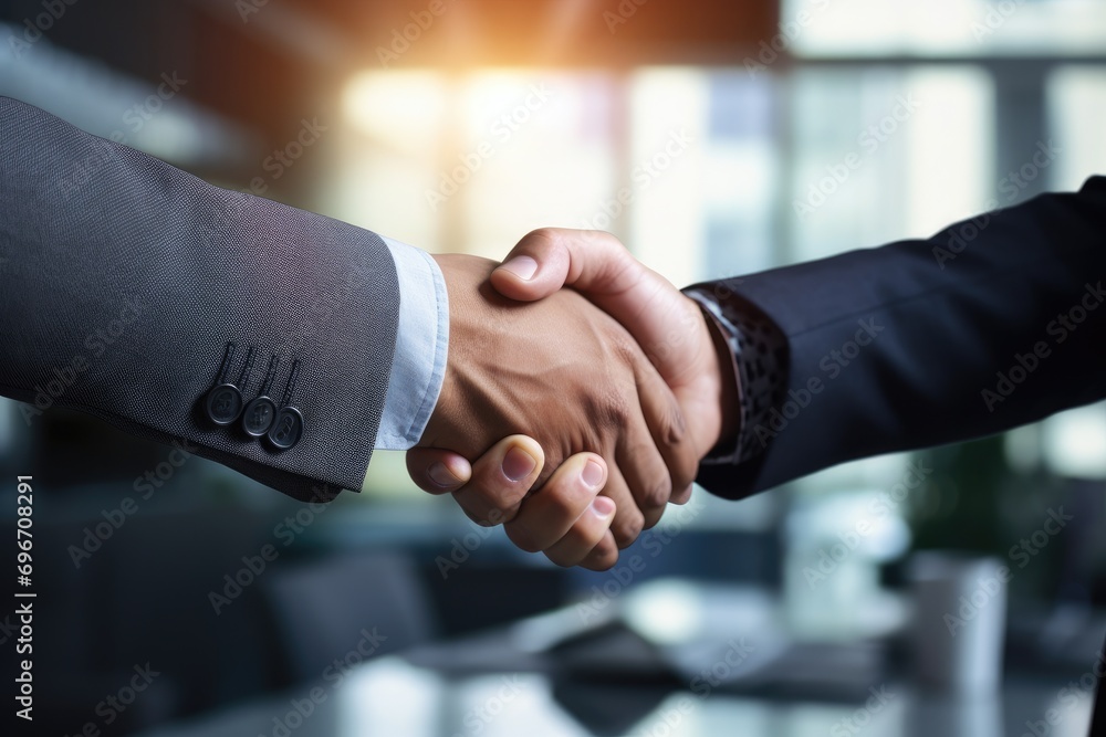 Close-up of business people shaking hands in office. Handshake concept, Closeup of a hand with car keys, buy car concept, AI Generated Close-up of business people shaking hands in office. Handshake concept, Closeup of a hand with car keys, buy car concept, AI Generated