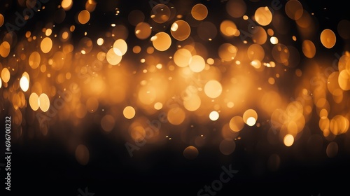 Witness the magic of an abstract blur bokeh background, where golden lights shimmer and create a stunning contrast on a dark canvas.