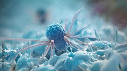 A magnified of a bacteriophage, a virus that specifically infects and kills bacteria, highlighting the potential of phage therapy as an alternative to antibiotics in fighting resistant photo