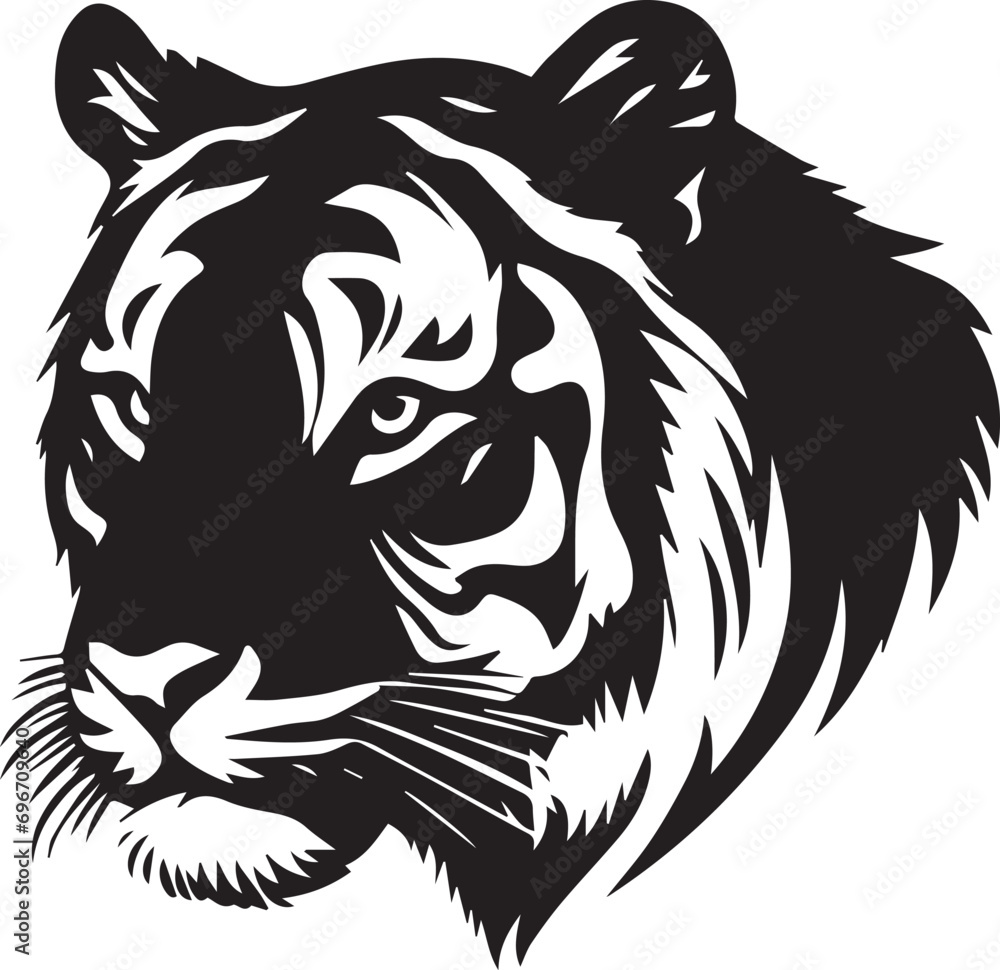 Simple Silhouette Vector Design of Tiger