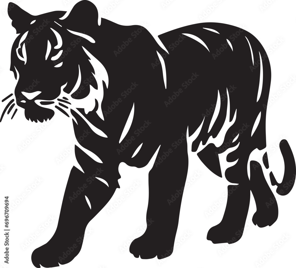 Simple Silhouette Vector Design of Tiger