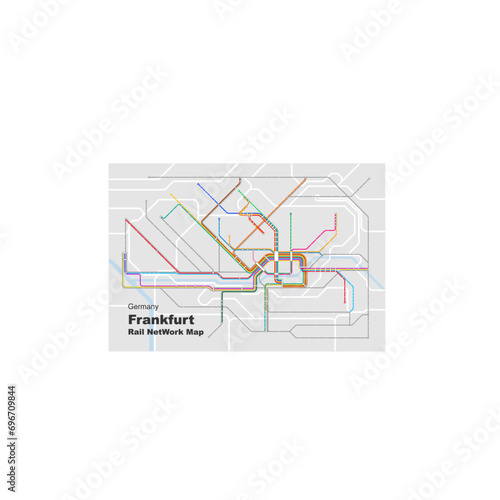 Layered editable vector illustration of Rail Network Map of Frankfurt,Germany
