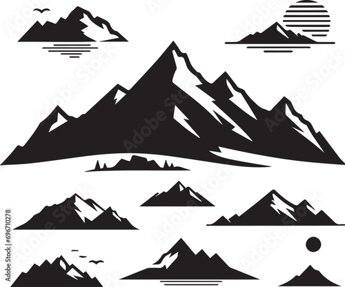 silhouette mountain shapes isolated on white background Vector illustration