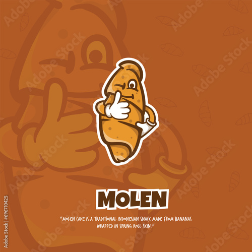 Molen mascot winks, thumb up: Street food joy in Indonesia design, full of flavor and playful charm