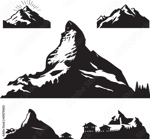 silhouette mountain shapes isolated on white background Vector illustration