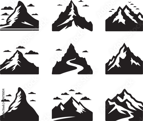 silhouette mountain shapes isolated on white background Vector illustration