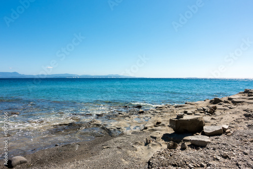 The beautiful coastline in Ereikoussa, one of the Diapontia islands northwest of Corfu, Greece photo