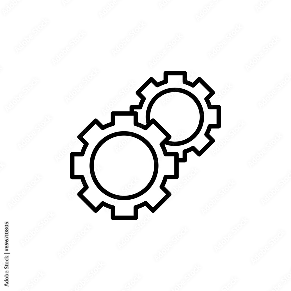Gear management outline icons, minimalist vector illustration ,simple transparent graphic element .Isolated on white background