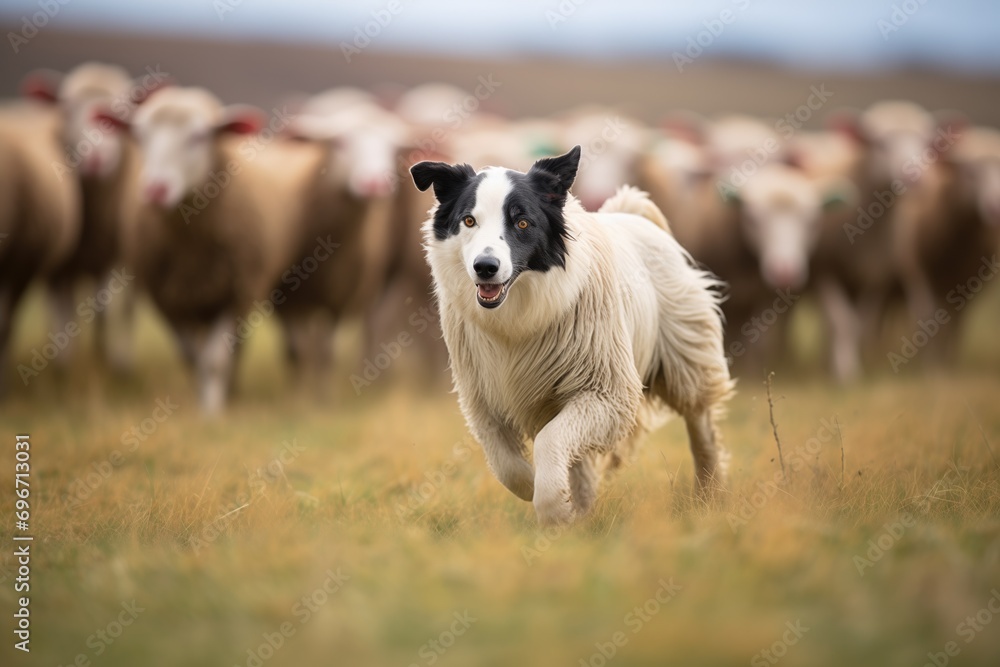 a border collie herding sheep