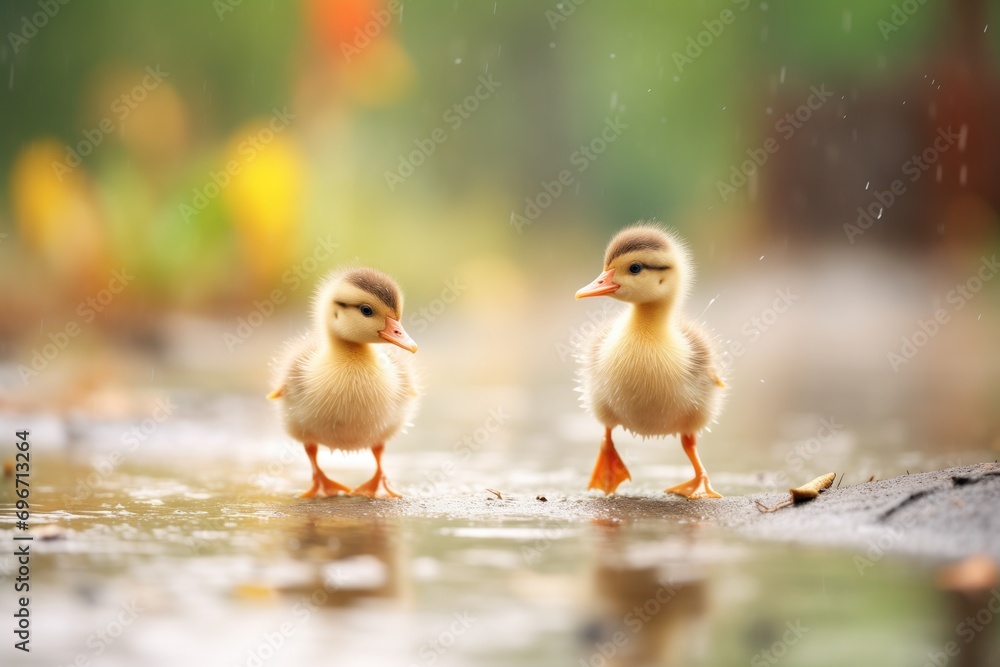 wet ducklings shaking off water