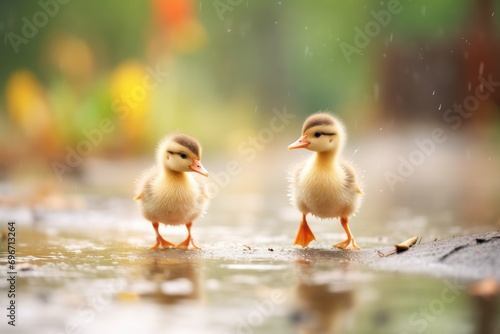 wet ducklings shaking off water